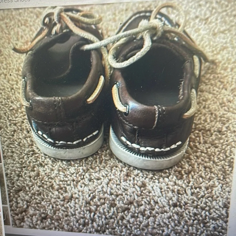 Toddler Sperry topsider brown leather slip on shoe 10